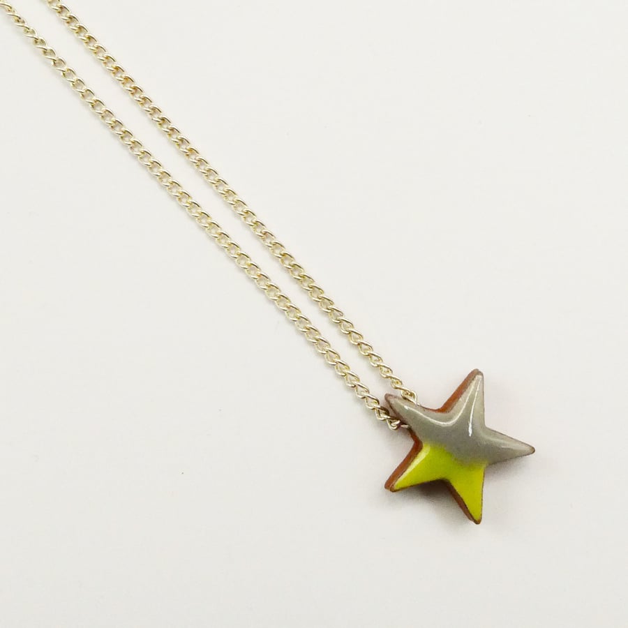Star green grey pendant necklace