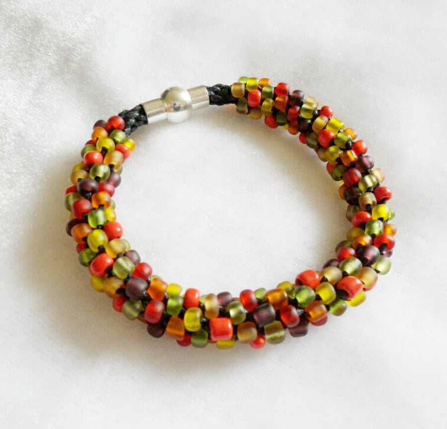 Kumihimo Bracelet with Magnetic Clasp - Autumn Mix
