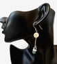 Statement Long Earrings Coin Pearl & Gemstone Sterling Silver Dangle Earrings - Image 4