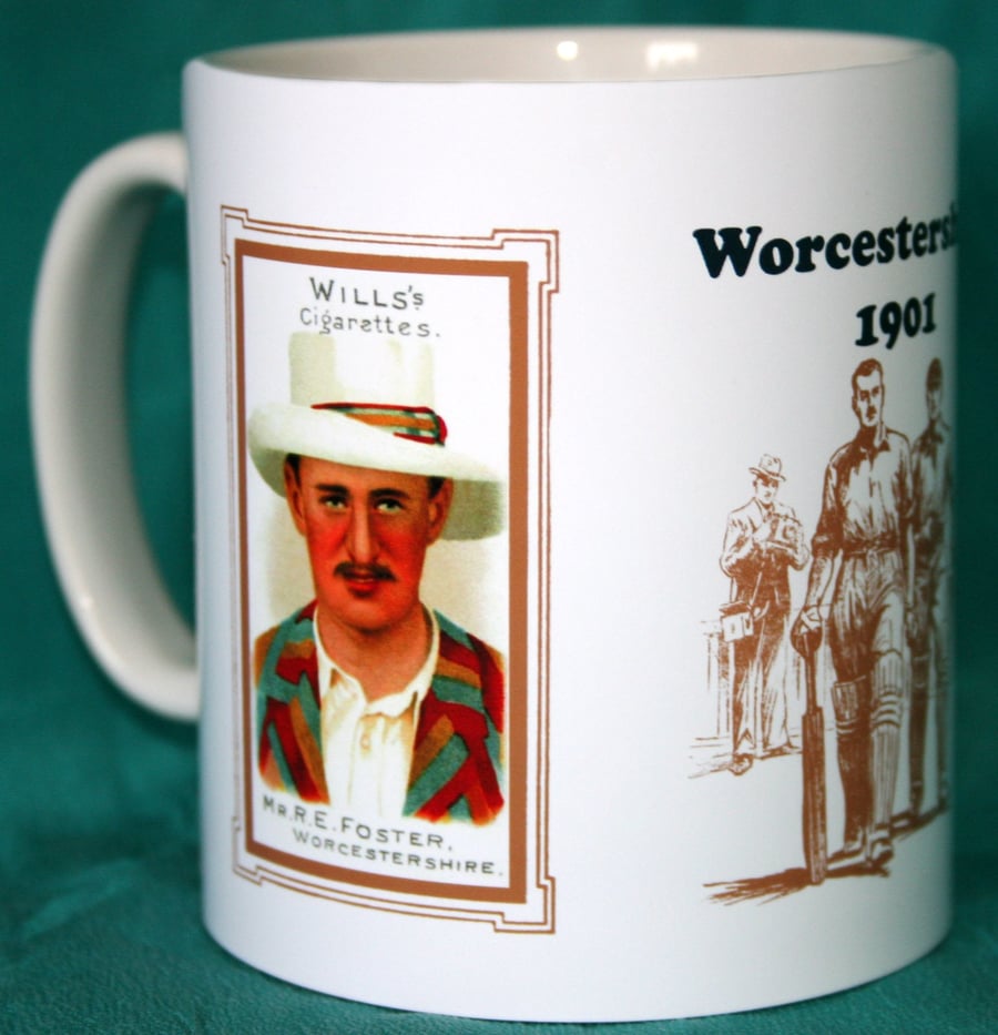 Cricket mug Worcestershire 1901 county players vintage design mug