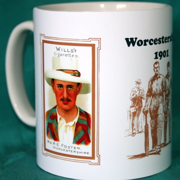 Cricket mug Worcestershire 1901 county players vintage design mug