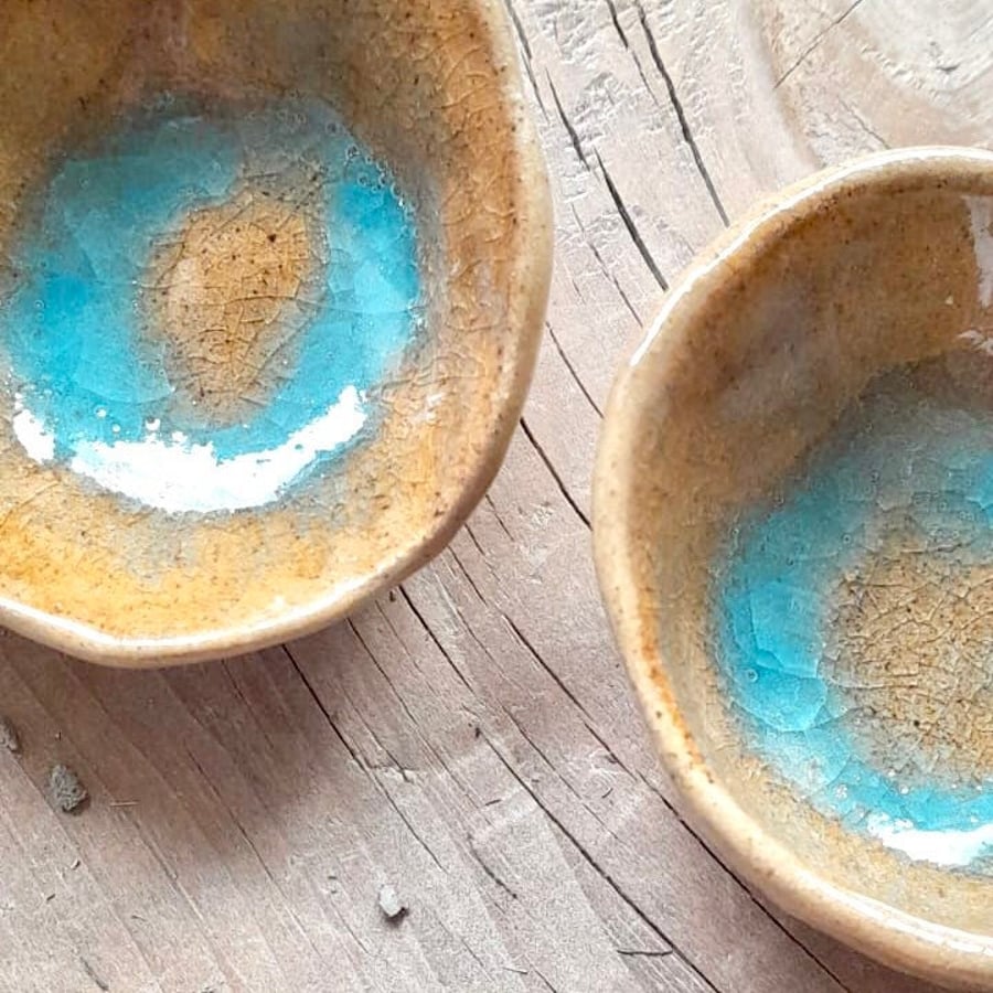 Two Clay Spice Pots Hand Pinched Bowl Unique Kitchen Set Set Of 2 Sustainable Ki