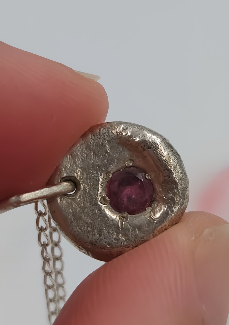 Radiant Ruby SIlver Pendant