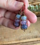 Purple and Lavender Stacked Czech Glass Earrings. Petite Wirework Earrings - Image 2