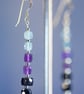 Drop earrings in Aquamarine, Amethyst, Black Spinel and Sterling Silver - Image 3