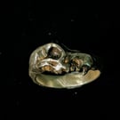 Wolf Skull Ring - Hand carved - Sterling Silver 