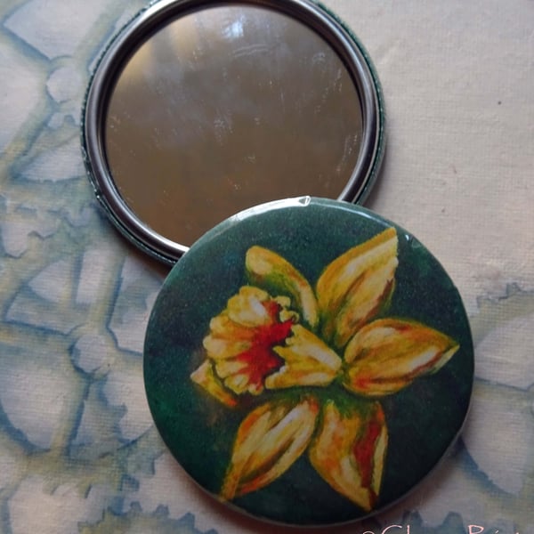 Daffodil Flower Art 58mm Pocket Mirror Floral 