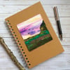 Embroidered up-cycled sunset landscape notebook. Recycled A5 lined notebook. 