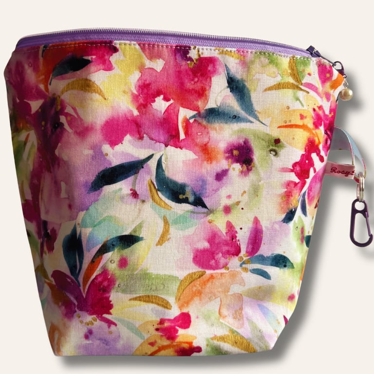 Floral Project bag for Knitting - Watercolour Flowers