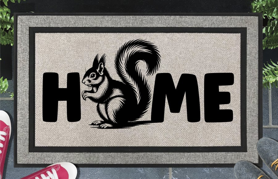 Squirrel Home Door Mat No.1 - Squirrel Welcome Mat - All Weather, 45x70cm 