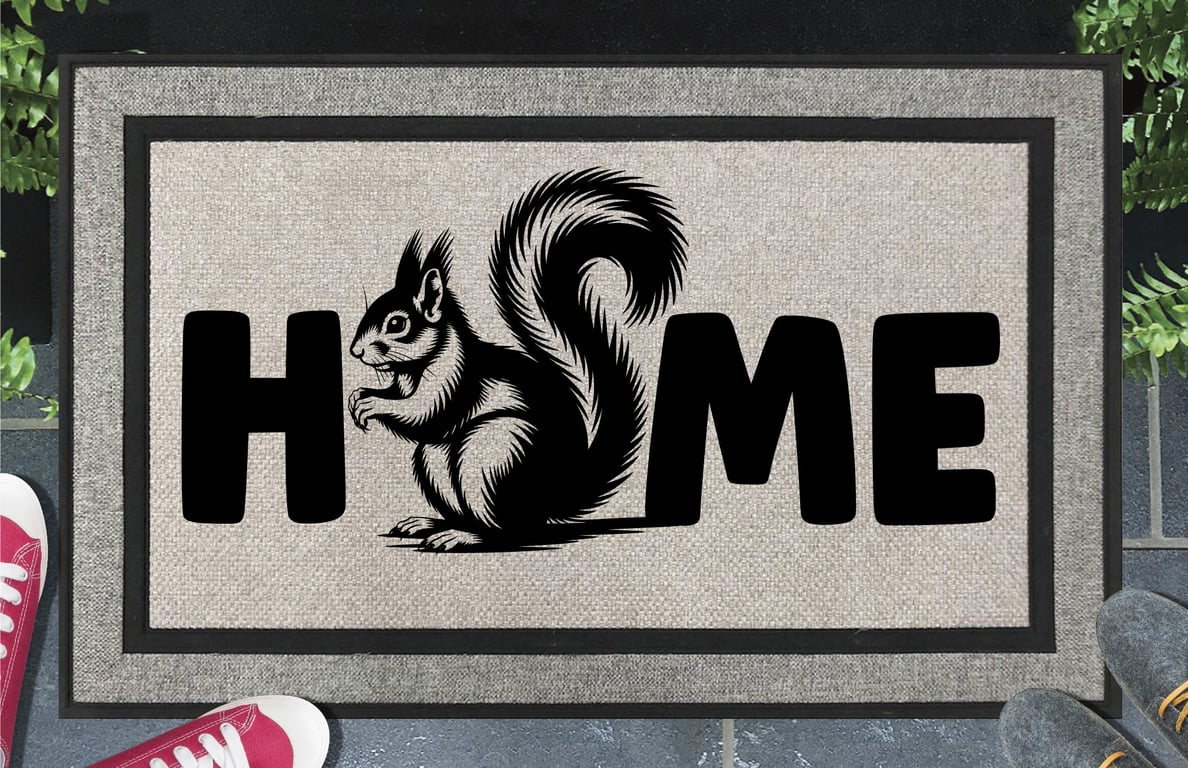 Squirrel Home Door Mat No.1 - Squirrel Welcome Mat - All Weather, 45x70cm 