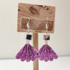 Purple glitter fan dangle earrings