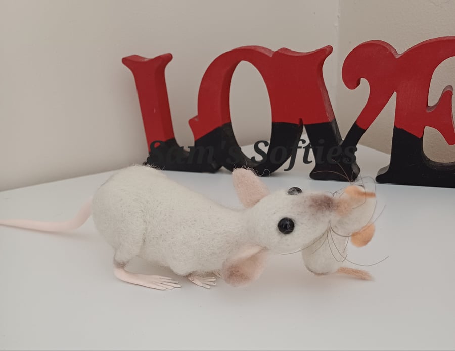 Needle felted Rat with Pup.