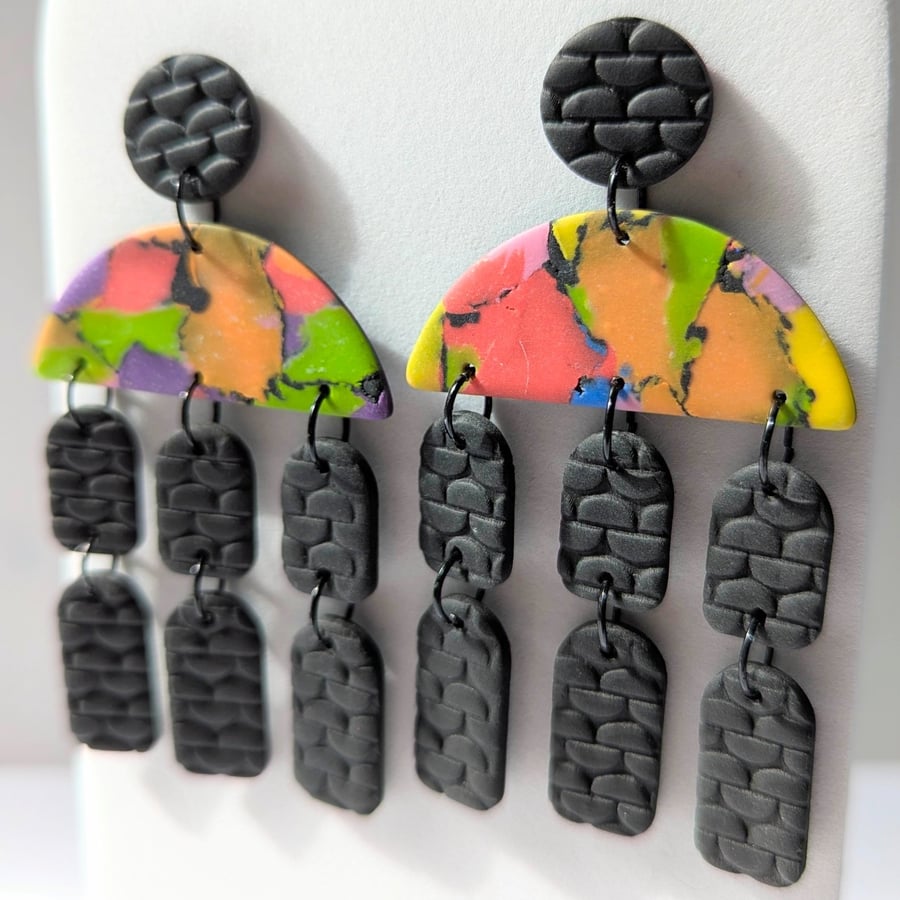 Carnival geo multi dangle earrings