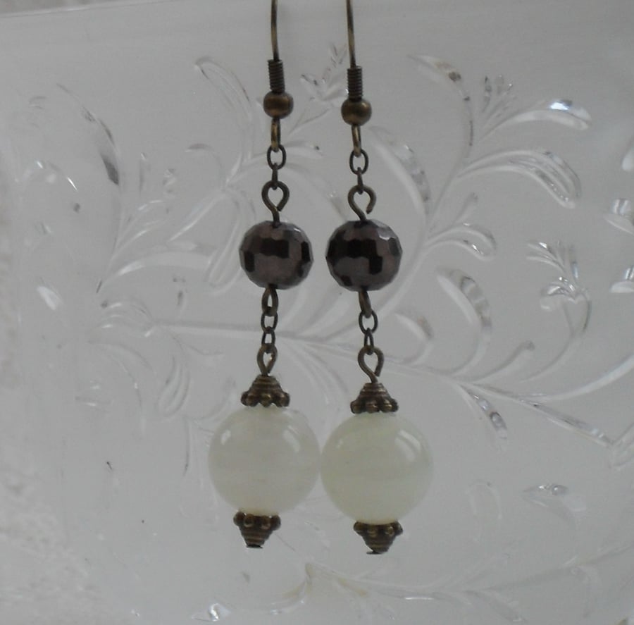 Crystal and jade vintage earrings