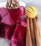 Crushed Berry Red Hand-Dyed Silk Velvet Ribbon: Bridal Bouquet Ribbon, Christmas