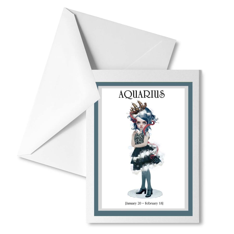 Aquarius Birthday Card - Star Sign, Zodiac Horoscope