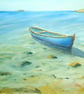 Original Watercolour Seascape. Crystal Waters with Boat. 15x11 inches