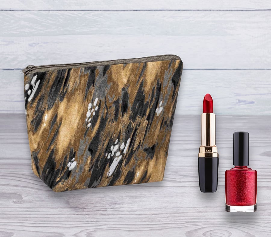 Cosmetic Bag, Make up Bag, Marble Design Cosmetic Bag-Brown, Cosmetic Bag-140