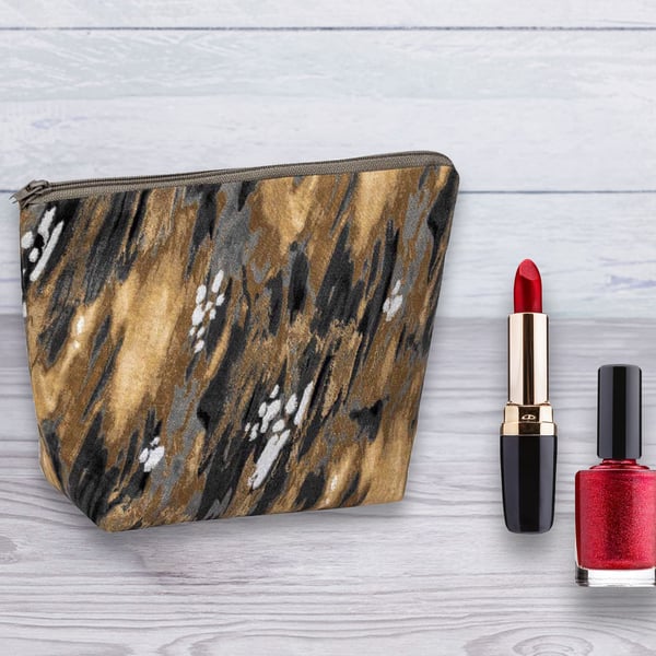 Cosmetic Bag, Make up Bag, Marble Design Cosmetic Bag-Brown, Cosmetic Bag-140