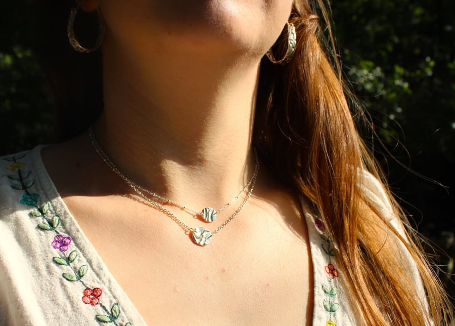'Reach' Double Disc Necklace – Layered Sculptural Pendant