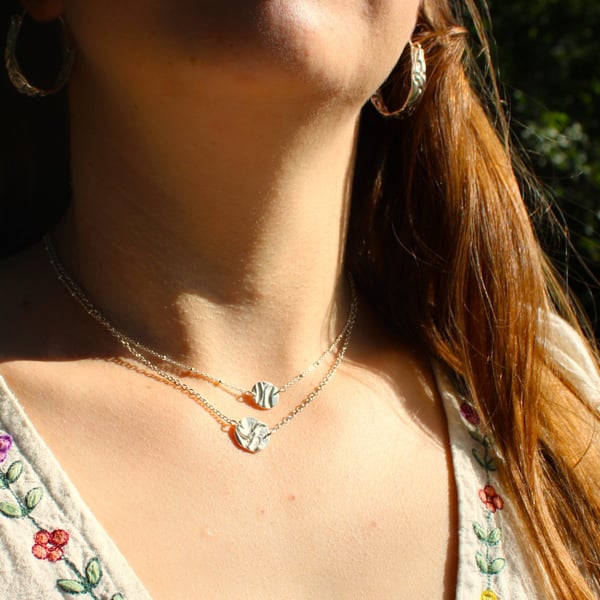 'Reach' Double Disc Necklace – Layered Sculptural Pendant