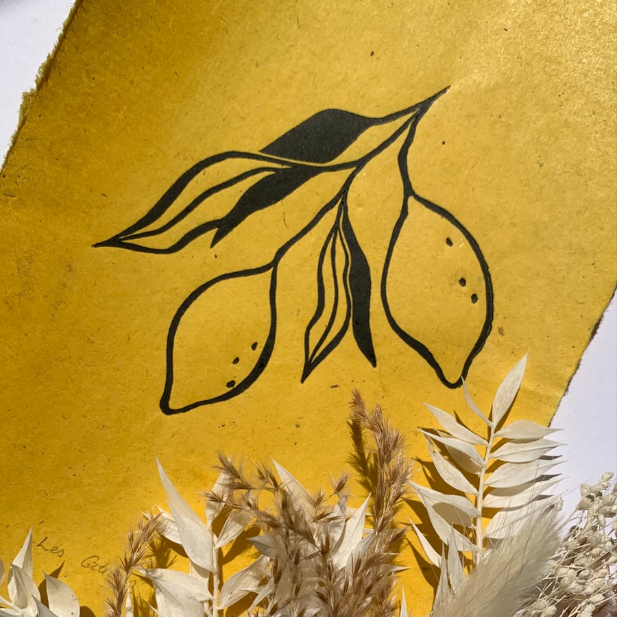 Les Citrons V2 A5 Original Lino Print