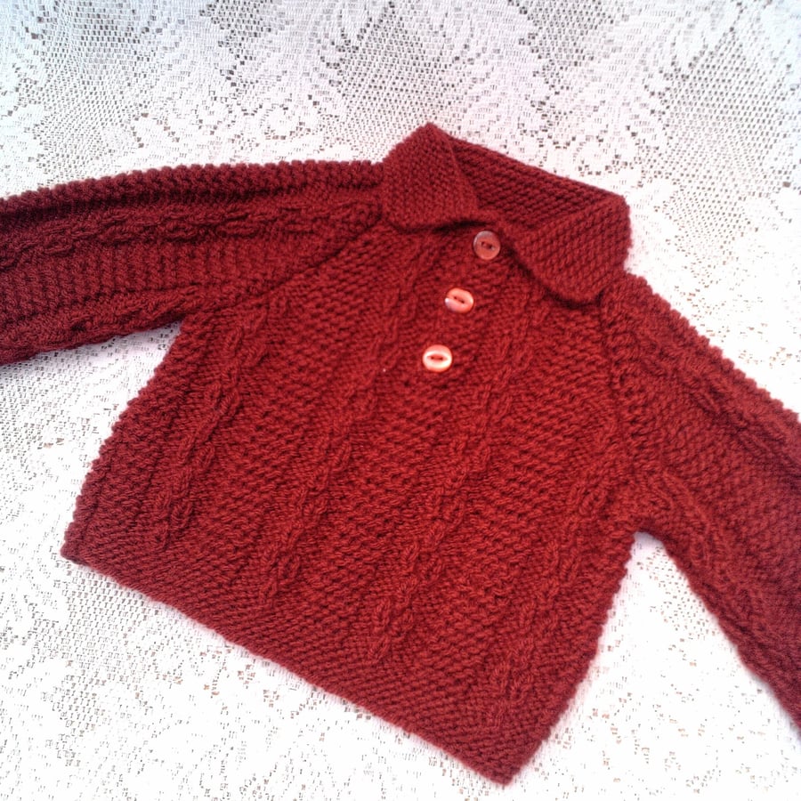 Stylish Knitted Jumper for Baby, Russet Colour Jumper, Baby Clothes Custom Make