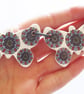 Ottoman Inspired Flower Pattern Double Butterfly Ceramic Pendant Necklace - Image 1