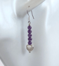 Sterling Silver Amethyst Heart Earrings - Image 3