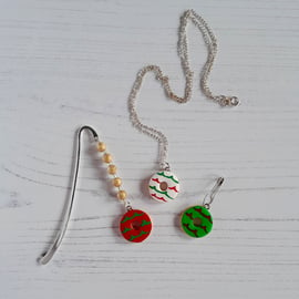 Christmas Party Ring Bookmark, Stitchmarker or Necklace CHOOSE your design