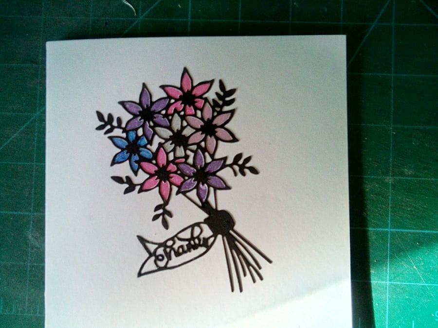 Bouquet of flowers thank you card 