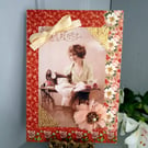 Vintage-style pretty greeting card - Charming keepsake - Sewing Card