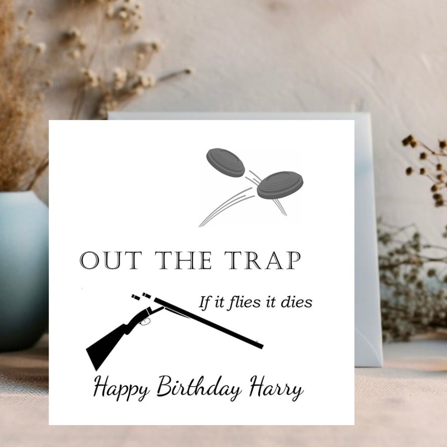 Clay Pigeon Shooting - Personalised Greetings Card 