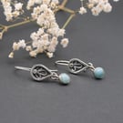 Handmade Botanical Earrings with Amazonite Gemstones