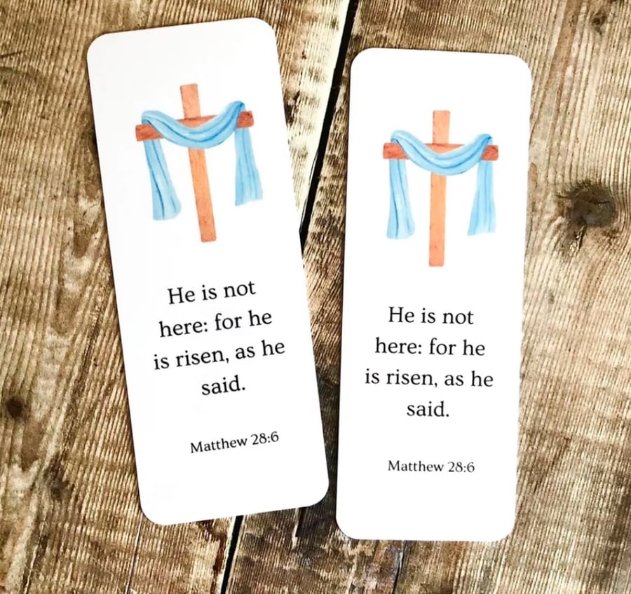 Christian bookmarks He is risen handmade glossy