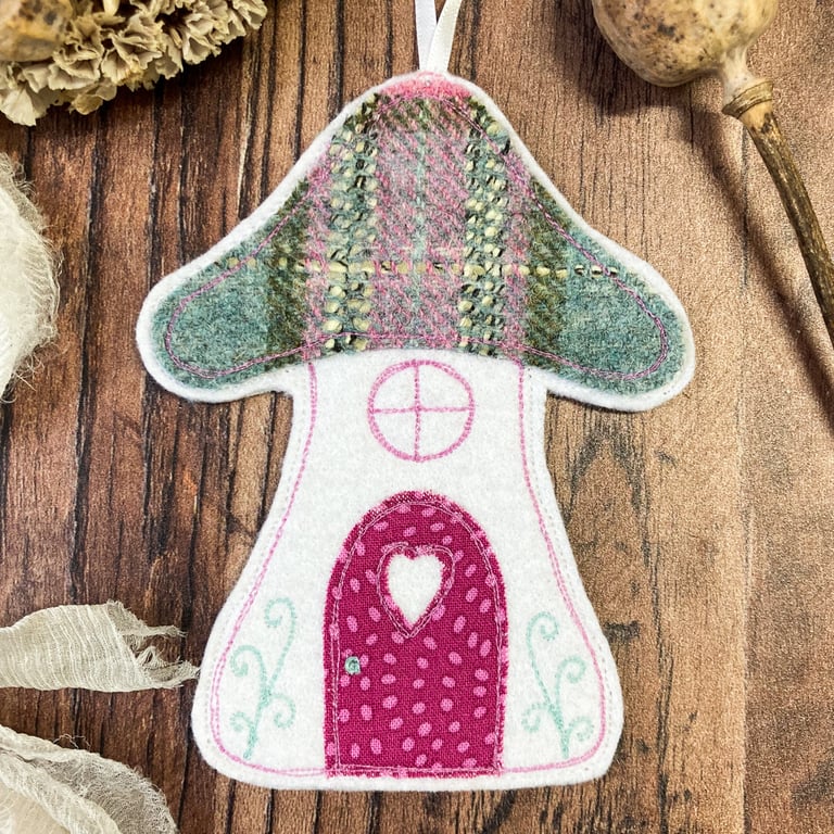 Tweed Fairy Cottage Hanging Decoration