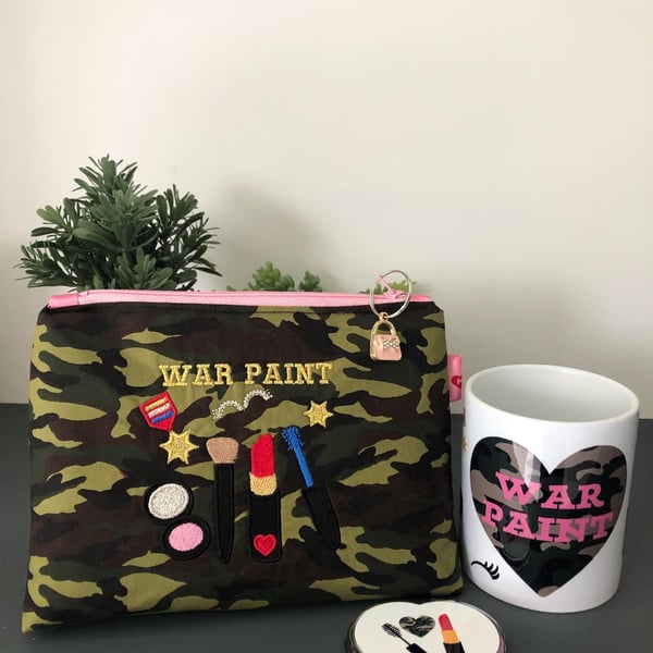War Paint Makeup Bag Makeup Pot Compact Mirror Handmade - Army Girl Gift War Pai