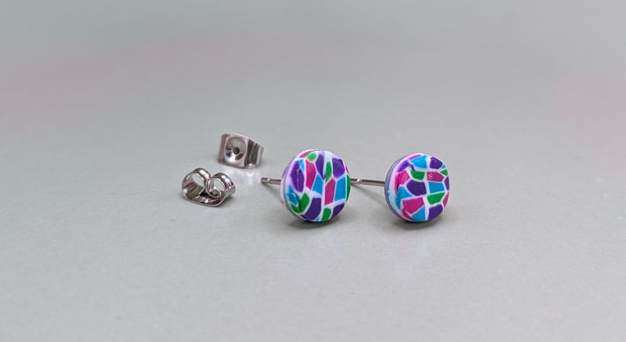 jewel mosaic look stud earrings 