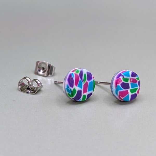 jewel mosaic look stud earrings 