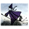 Witch on Broomstick Suncatcher Stained Glass 011 Cat Handmade