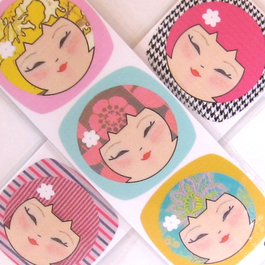 Funky Kokeshi Bookmarks - Set of 2