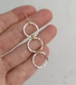 Recycled Sterling Silver Triple Circle Drop Earring with Gold Plated Wire - Image 6
