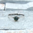 Tayside Moss Agate Personalised Handmade Scottish Ring Oxidised Sterling Silver