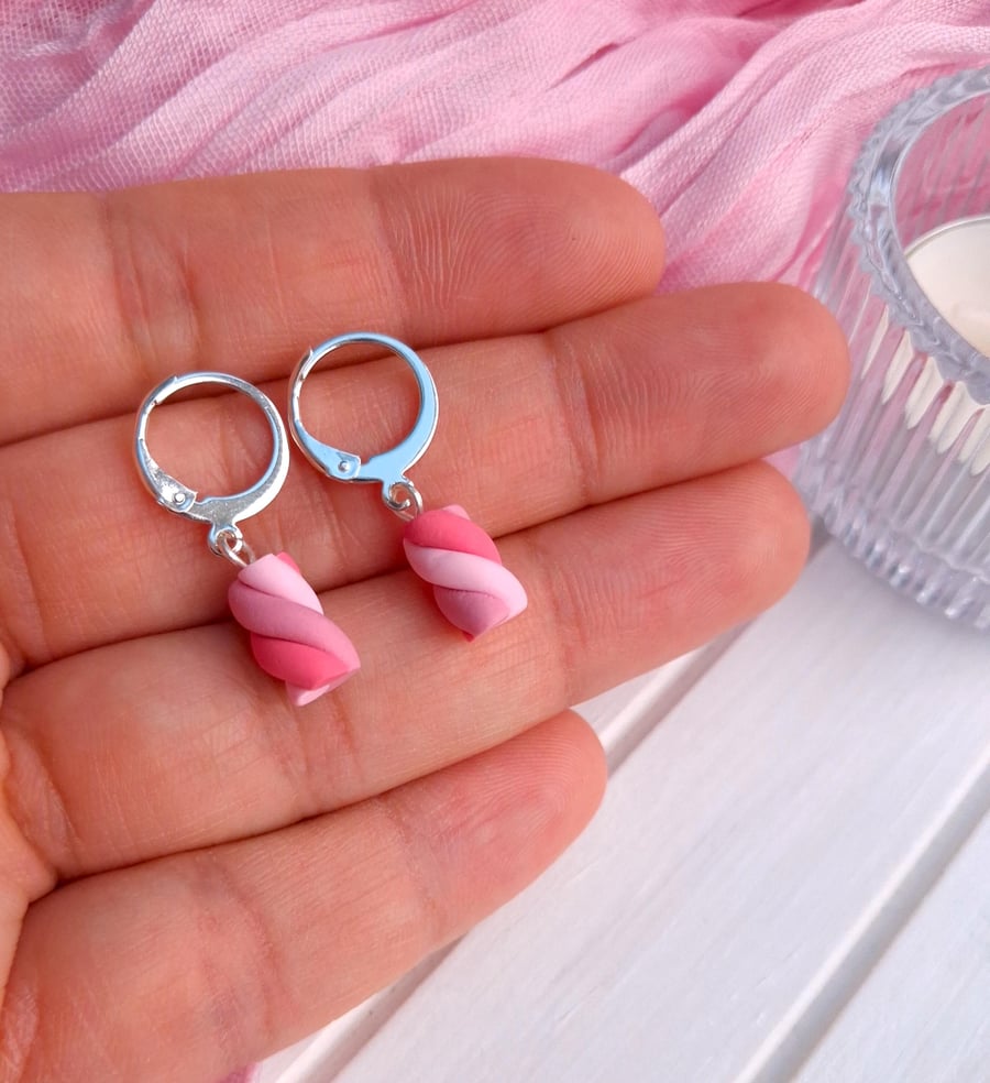 Pink Marshmallow Swirl Earrings, Unique Jewellery, Accessories & Gifts