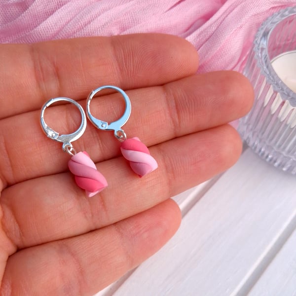 Pink Marshmallow Swirl Earrings, Unique Jewellery, Accessories & Gifts