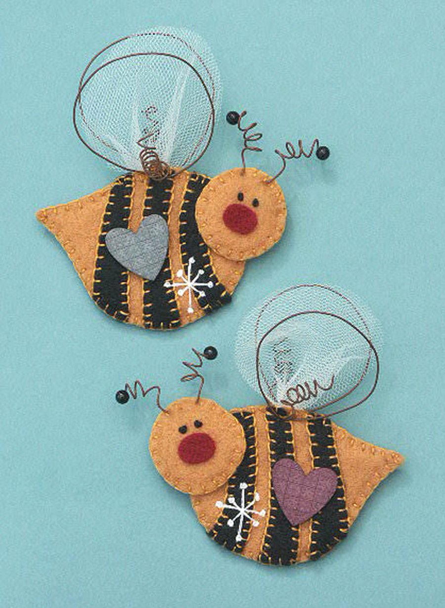 Snowbees Tree Hangers Felt Pattern - Christmas Decorations