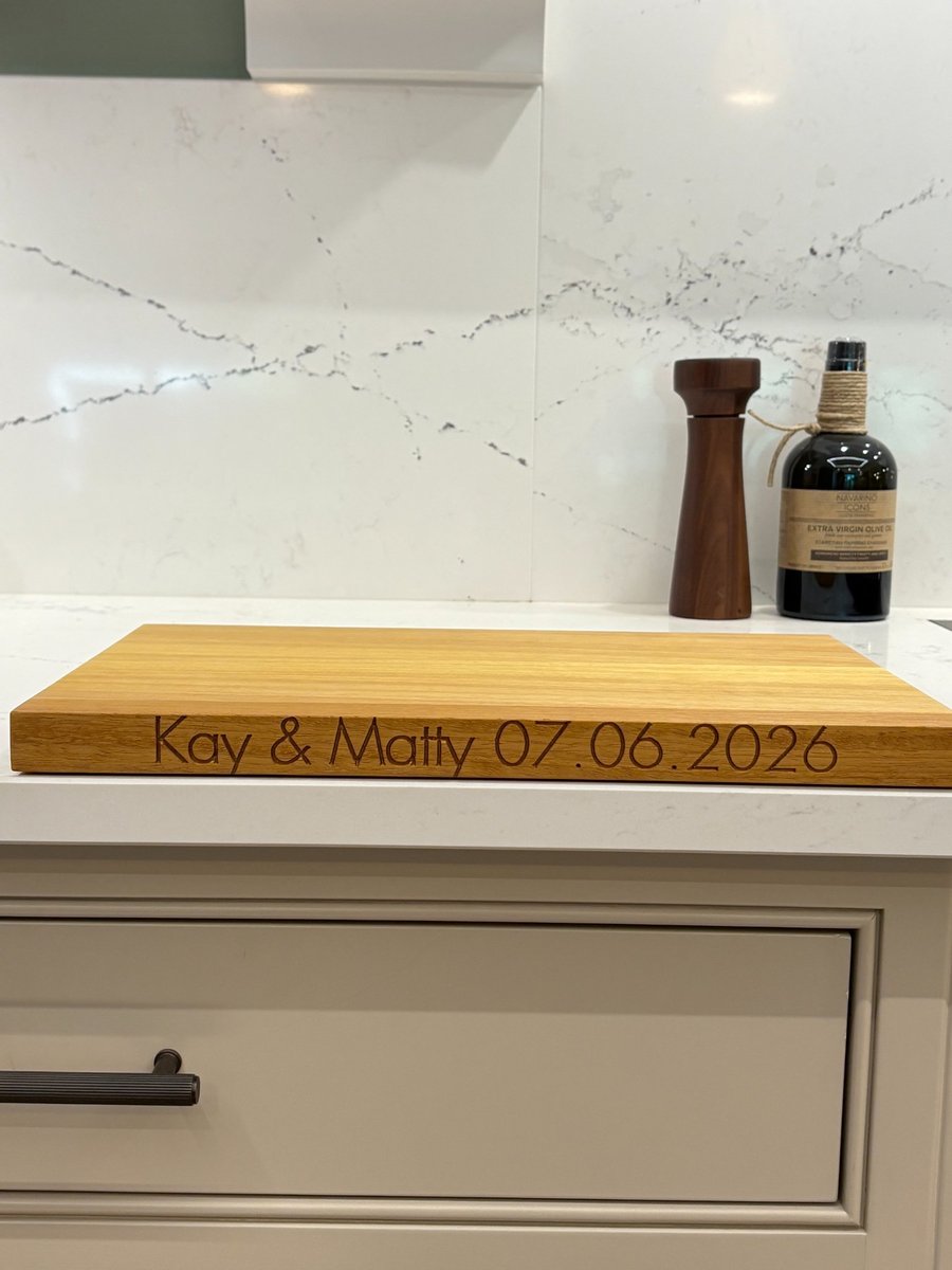 Personalised Iroko Chopping Board - Small Solid Wood Serving Kitchen Board 