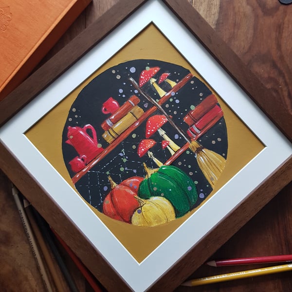 Pumpkins and Fly Agaric - original art 