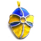 Easter Egg Suncatcher Stained Glass Handmade Blue Yellow 008